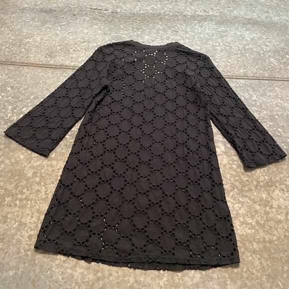 Dream Beach Cover Up Dress Black USA Cotton Womens Medium Swim Embroidered Boho - Picture 4 of 7